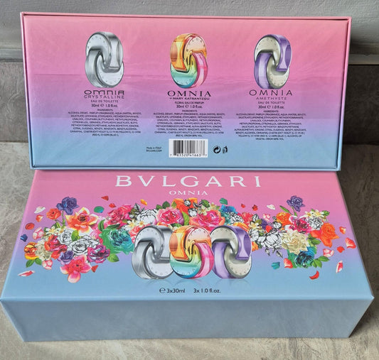 Bvlgari Omnia Set (Blue & Pink Box) (3 x 30ml) - Perfume Hut