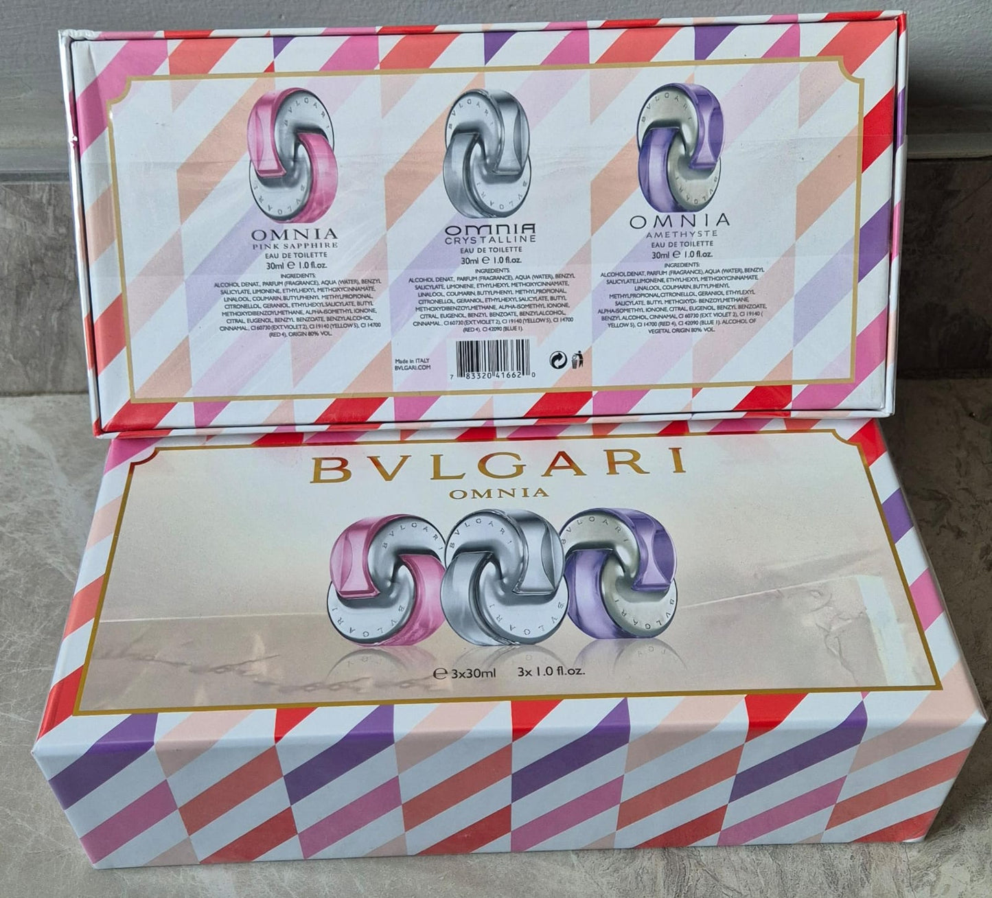 Bvlgari Omnia Set (Striped Box) (3 x 30ml) - Perfume Hut